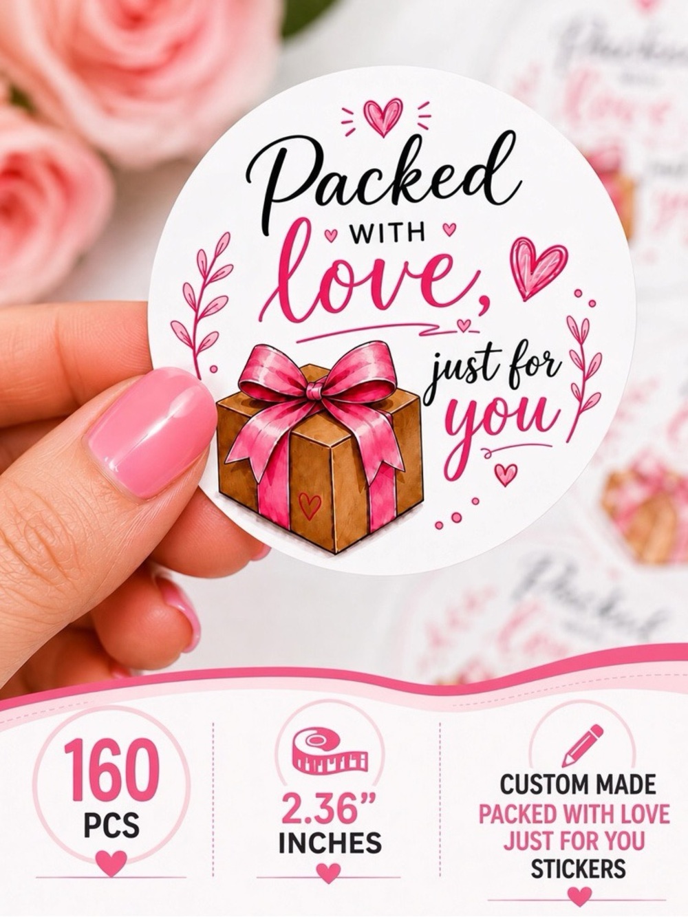 160PC Packed With Love Just For You Stickers